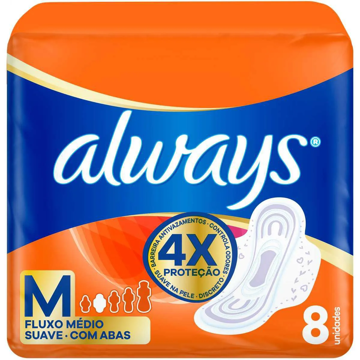Absorvente Always Suave M com Abas - 8 unidades