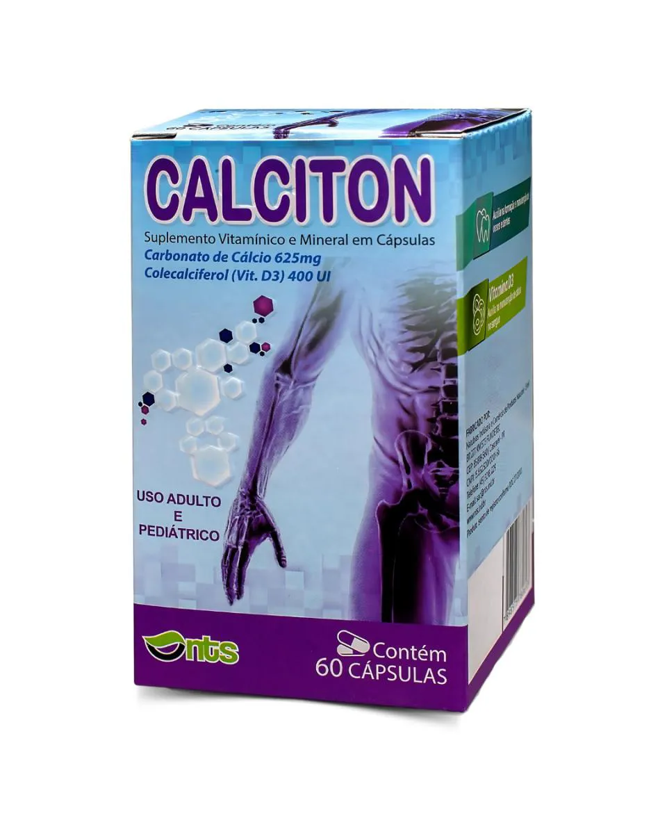 CARBONATO DE CáLCIO 625MG + VITAMINA D3  400UI CALCITON C/60 CáPSULAS NTS