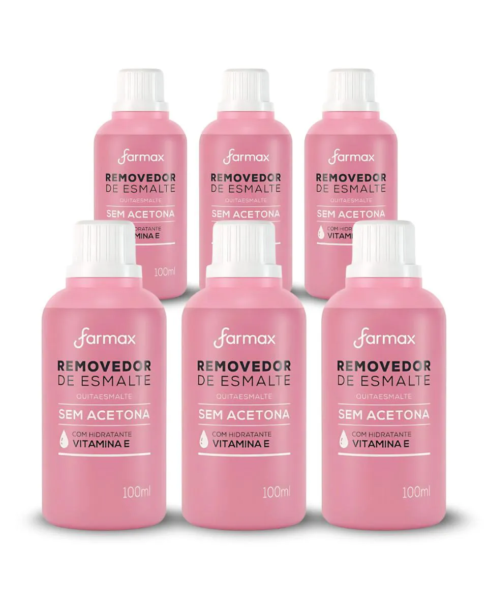 REMOVEDOR DE ESMALTE SEM ACETONA VITAMINA E 100ML FARMAX