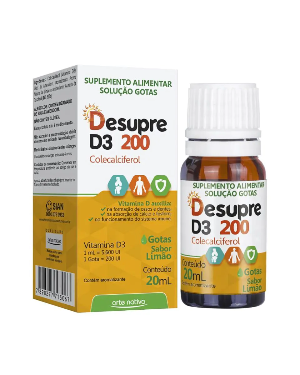 VITAMINA D3 DESUPRE 200UI COLECALCIFEROL 20ML ARTE NATIVA