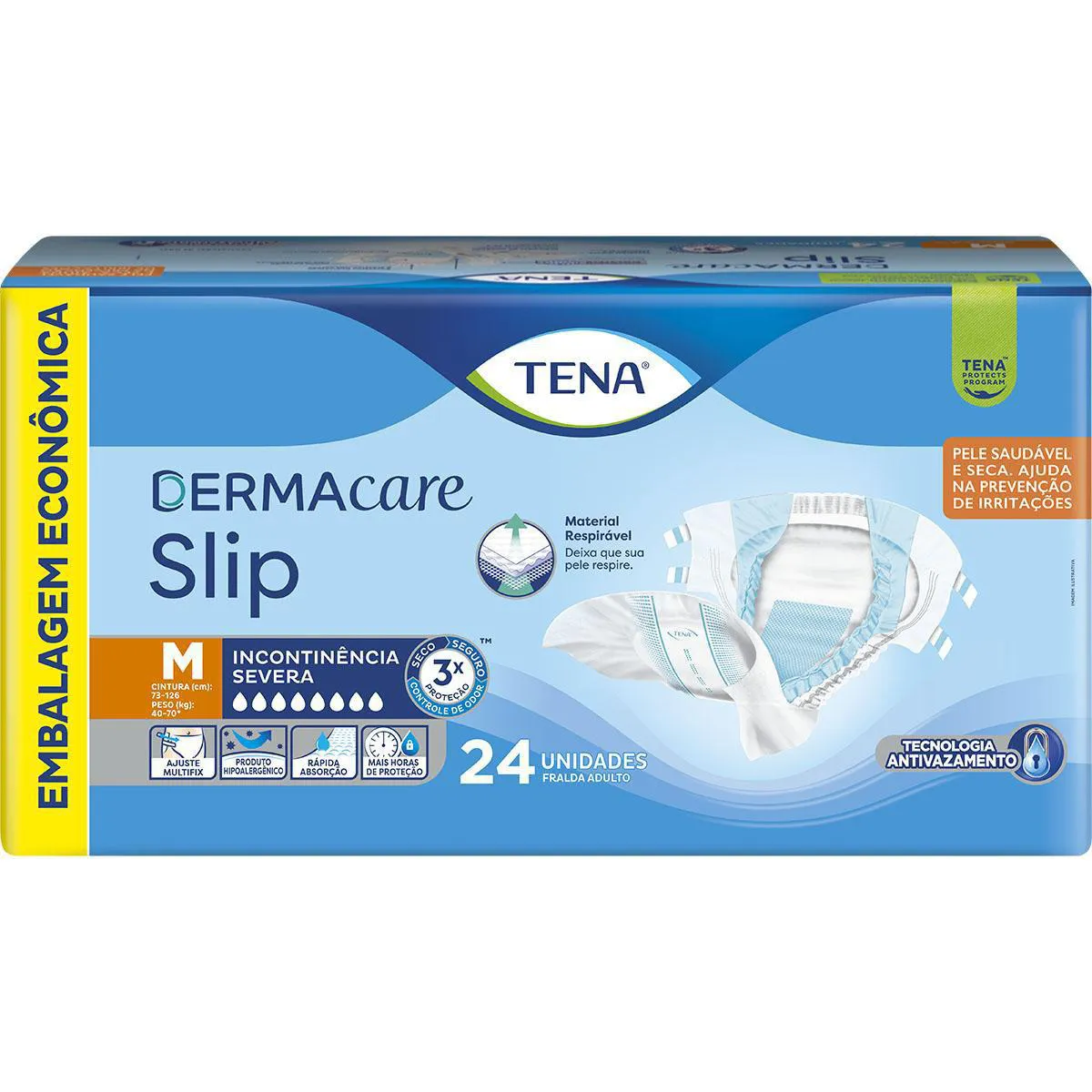Fralda Geriátrica Tena Dermacare Slip M Absorção Intensa 24 unidades