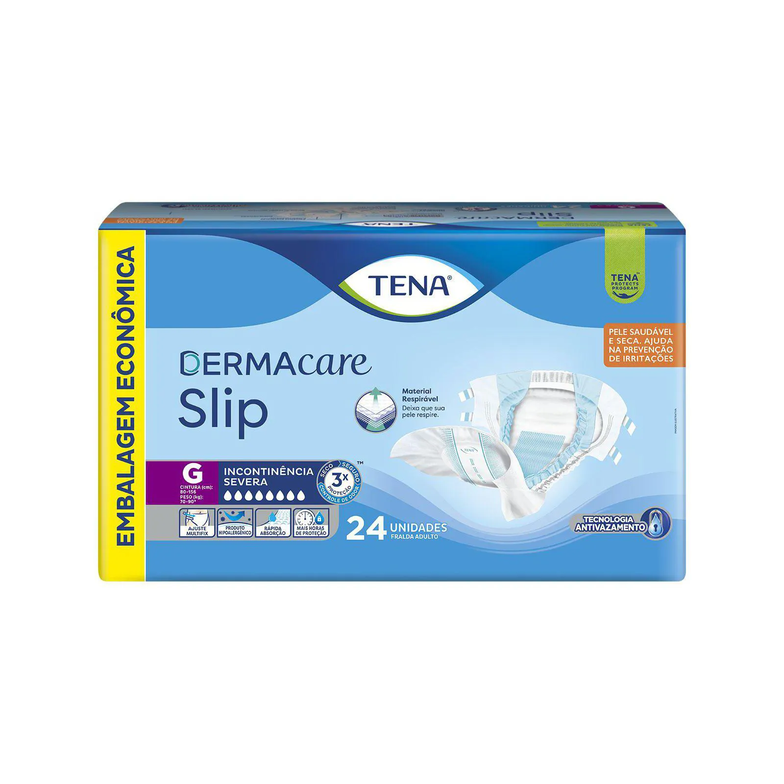 Fralda Geriátrica Tena Dermacare Slip G Absorção Intensa 24 unidades