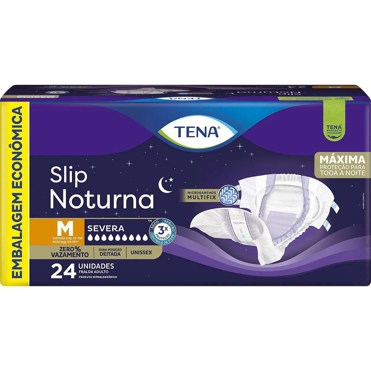 Fralda Geriátrica Unissex Tena Slip Noturna M Absorção Intensa 24 unidades