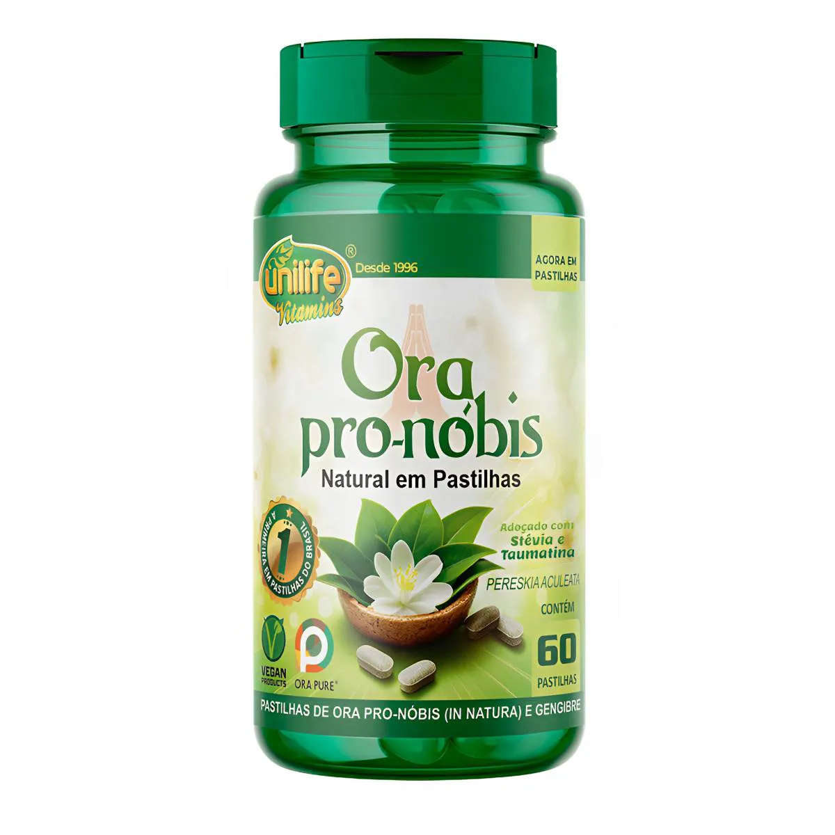 ORA PRO-NóBIS UNILIFE 60 PASTILHAS ADOçADAS COM STEVIA E TAUMATINA