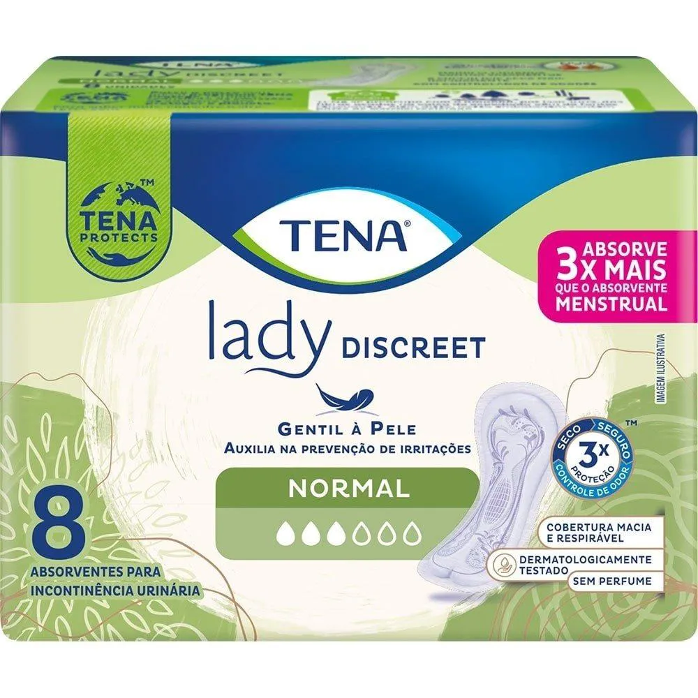 ABSORVENTE TENA GERIáTRICO LADY NORMAL - EMBALAGEM COM 8 UNIDADES