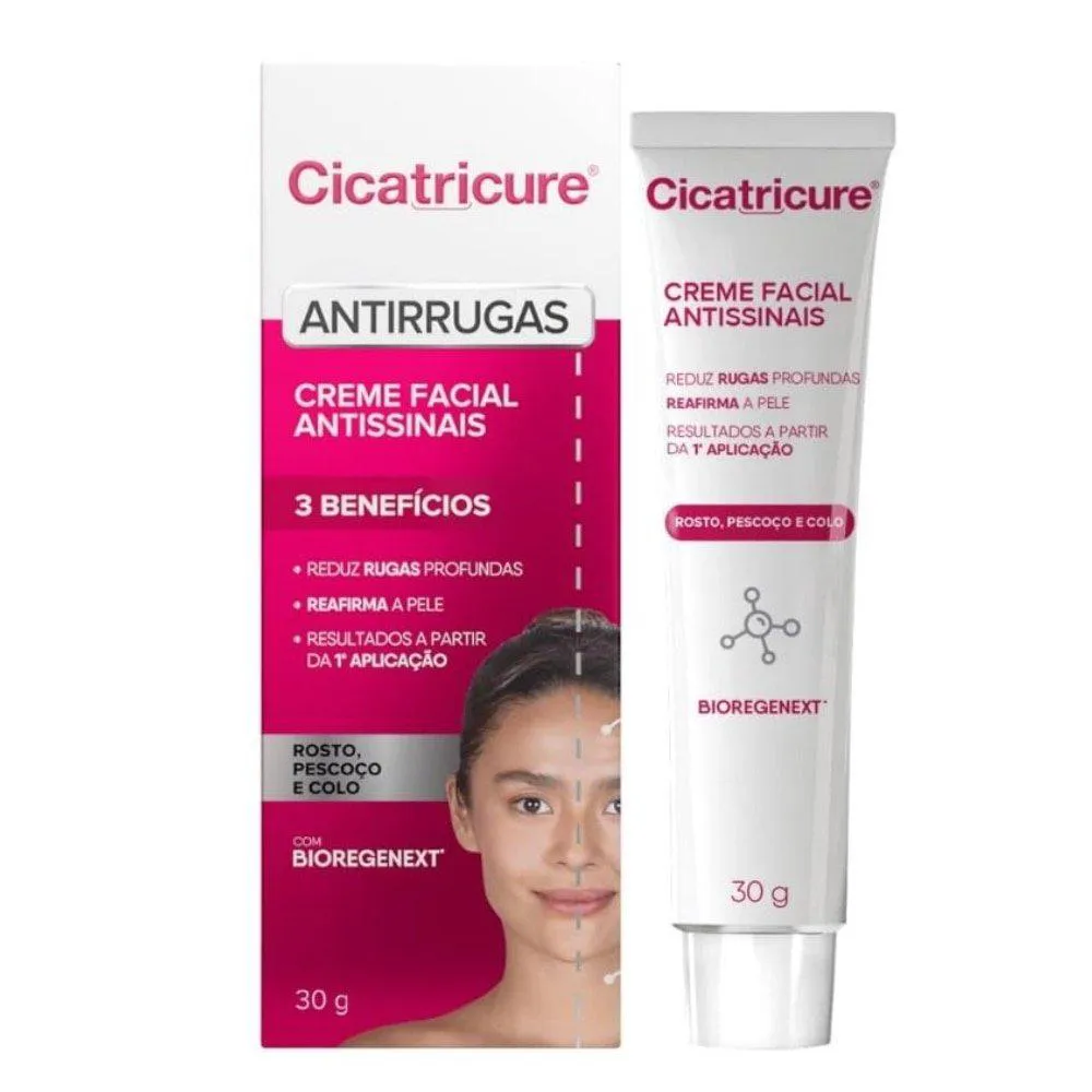 CREME FACIAL CICATRICURE PARA RUGAS ANTISSINAIS 30G