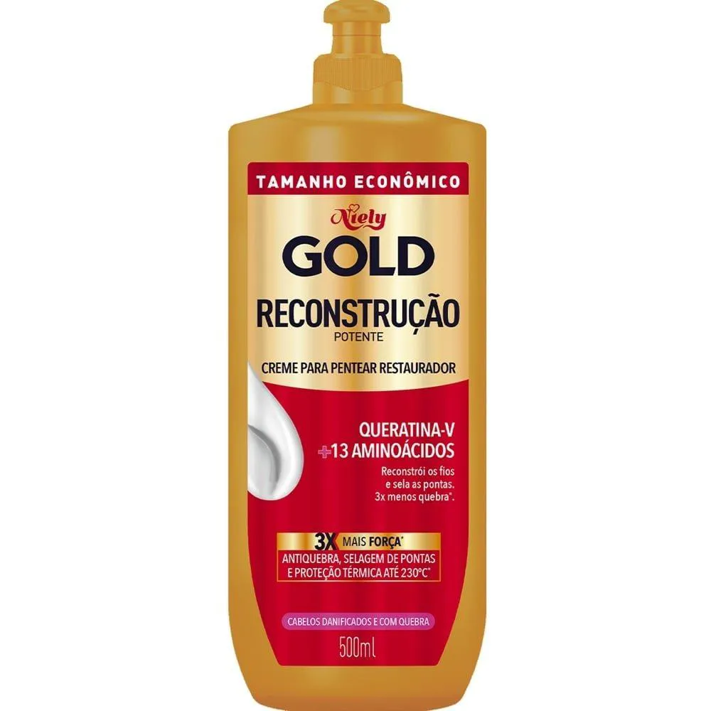 CREME PARA PENTEAR NIELY GOLD RECONSTRUçãO POTENTE 500ML