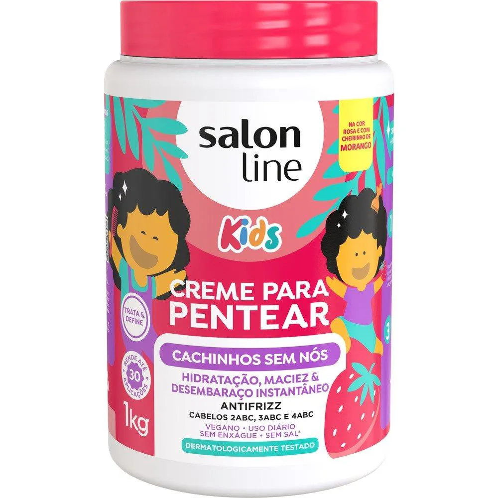 CREME PARA PENTEAR SALON LINE KIDS CACHINHOS SEM NóS MORANGO 1KG
