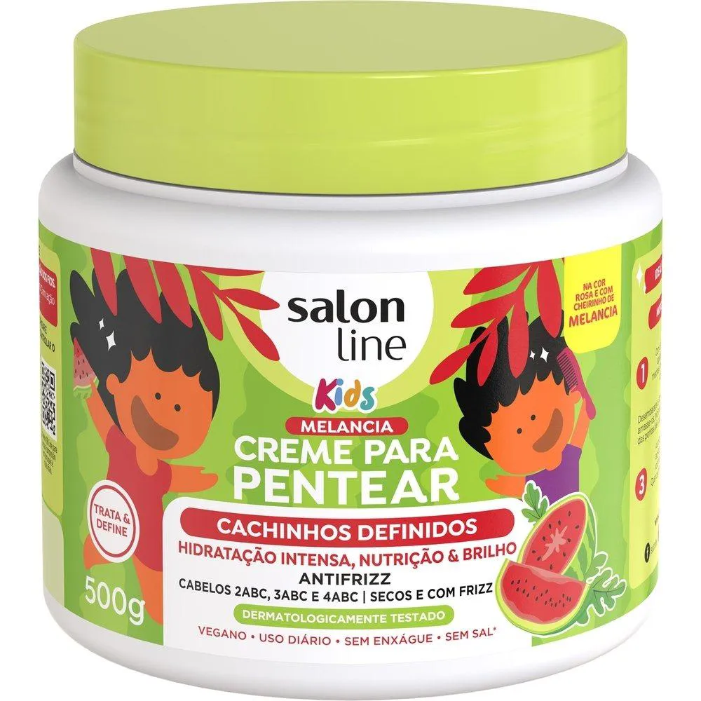 CREME PARA PENTEAR SALON LINE KIDS MELANCIA CACHINHOS DEFINIDOS 500G