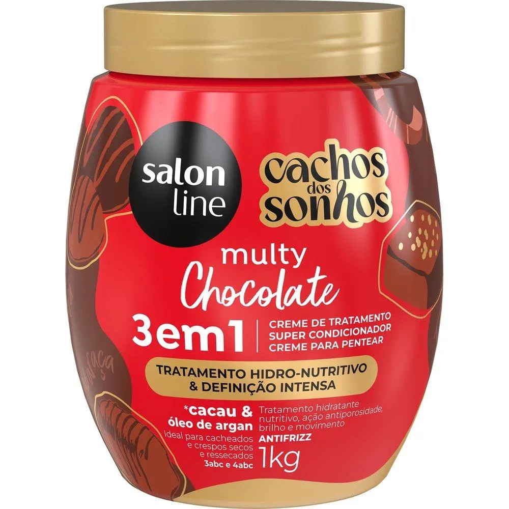 CREME TRATAMENTO SALON LINE CACHOS DOS SONHOS 3 EM 1 - MULTY CHOCOLATE 1KG