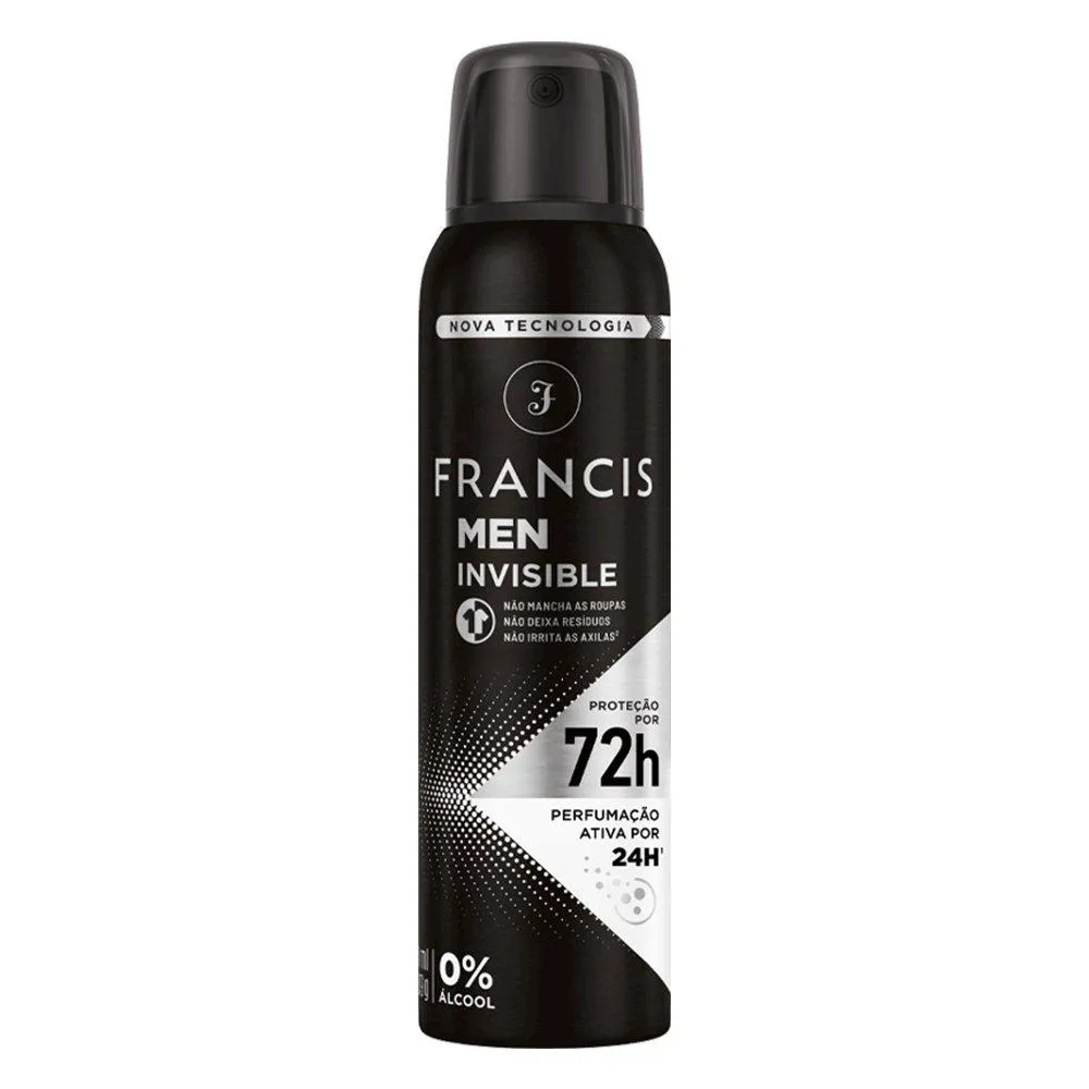 DESODORANTE FRANCIS MEN AEROSSOL INVISIBLE BRANCO 150ML
