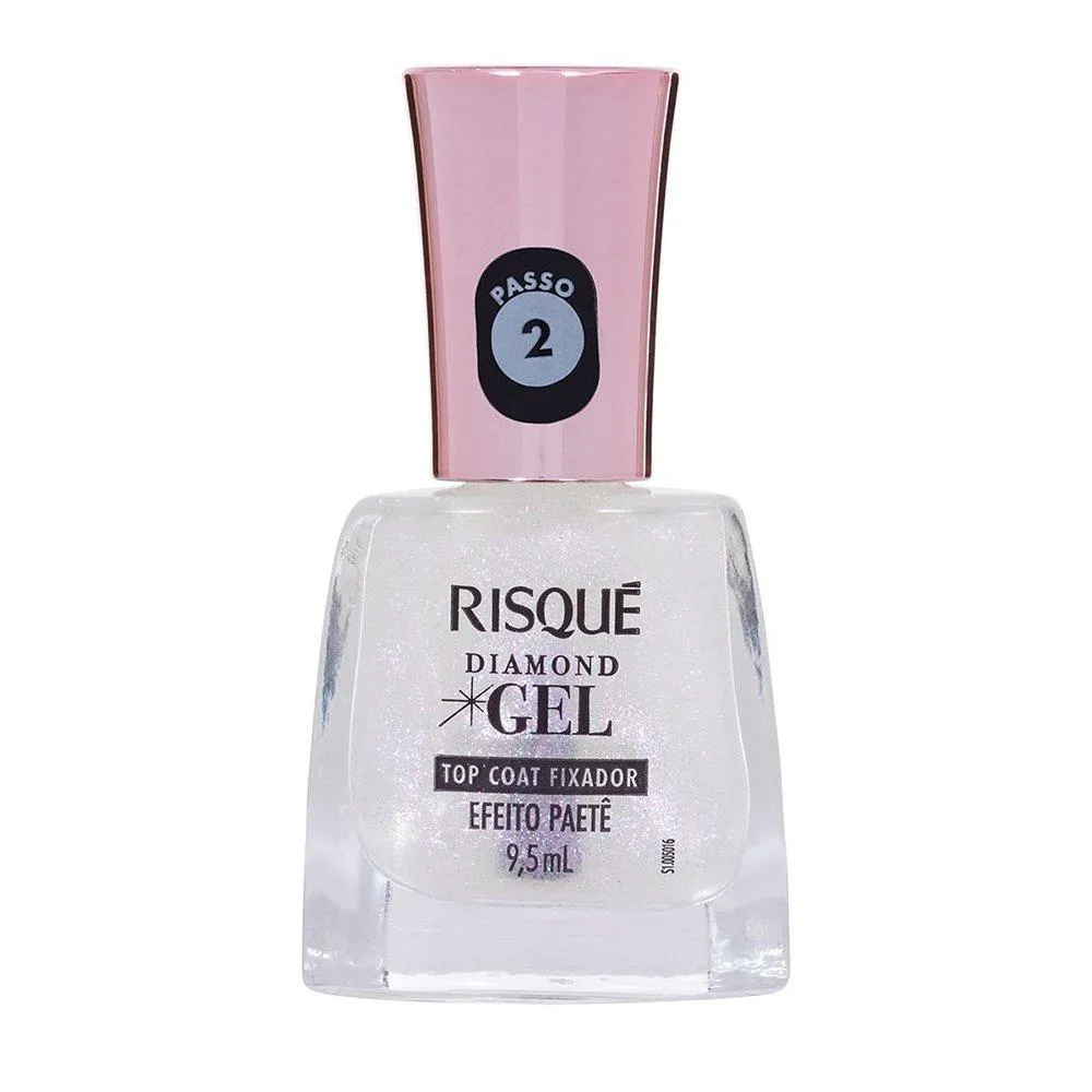 ESMALTE RISQUé DIAMOND GEL TOP COAT FIXADOR EFEITO PAETê AVULSO 9,5ML