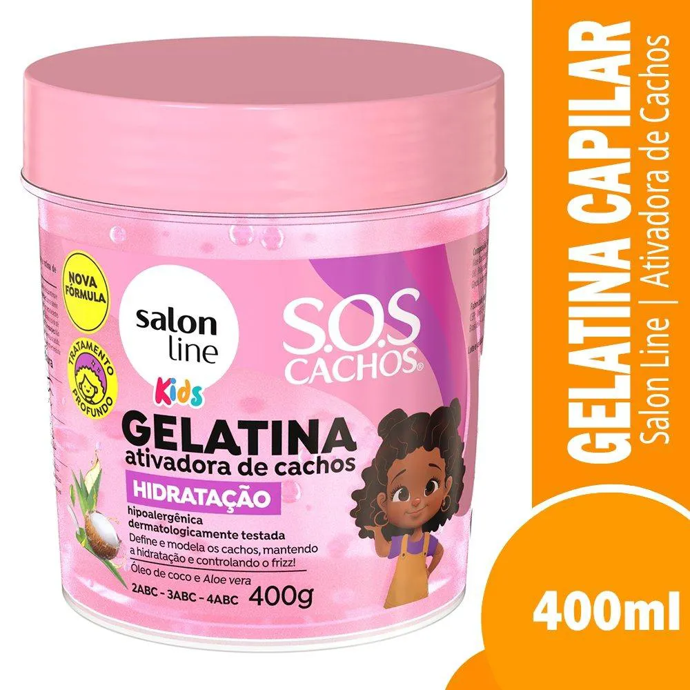 GELATINA ATIVADORA DE CACHOS SALON LINE | SOS CACHOS KIDS HIDRATAçãO 400G