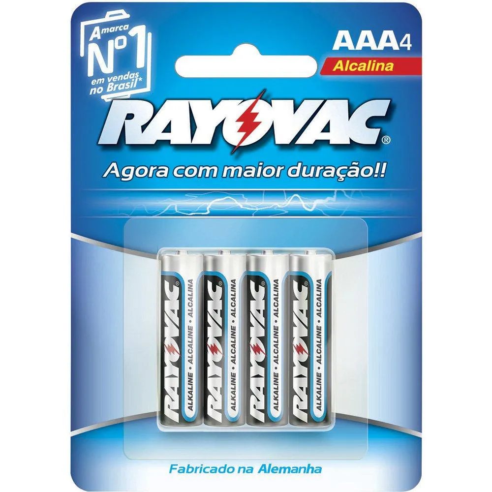 PILHA ALCALINA AAA RAYOVAC - EMBALAGEM C/ 4 UNIDADES