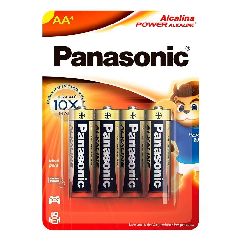 PILHA PANASONIC ALCALINA PEQUENA AA LR6XAB/4B EMB. C/ 4 UN