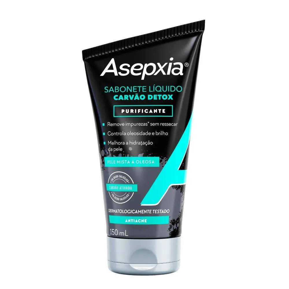 SABONETE LíQUIDO ASEPXIA CARVãO DETOX 150ML