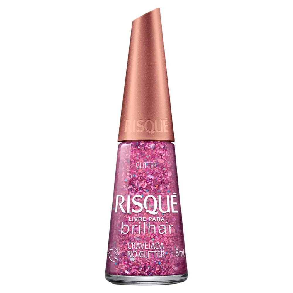 ESMALTE RISQUé CRAVEJADA NO GLITTER LIVRE PARA BRILHAR AVULSO 8ML
