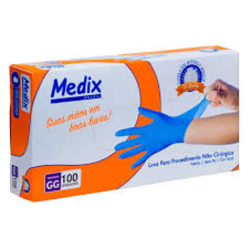 MEDIX - LUVA NITRILICA S/ PÓ AZUL GG 100UN