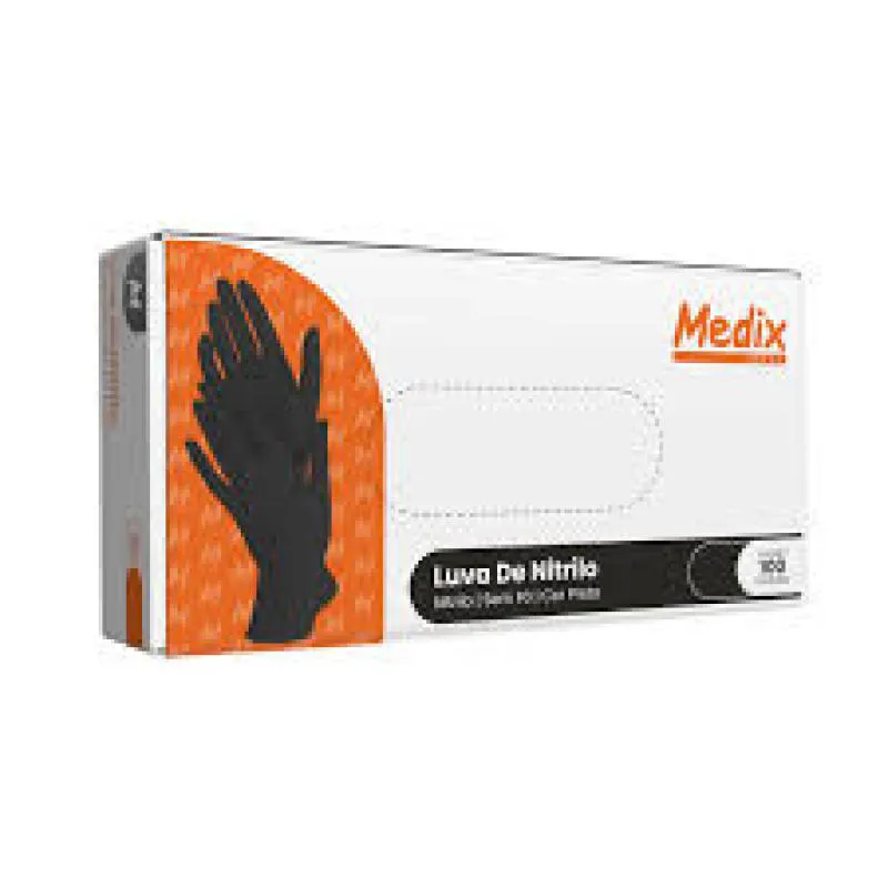 MEDIX - LUVA NITRILICA S/ PÓ PRETA G 100UN