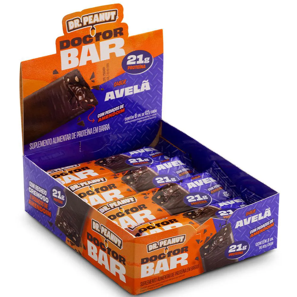 DOCTOR BAR 21G DE PROTEINA - AVELã - (CAIXA 8UN) - DR PEANUT