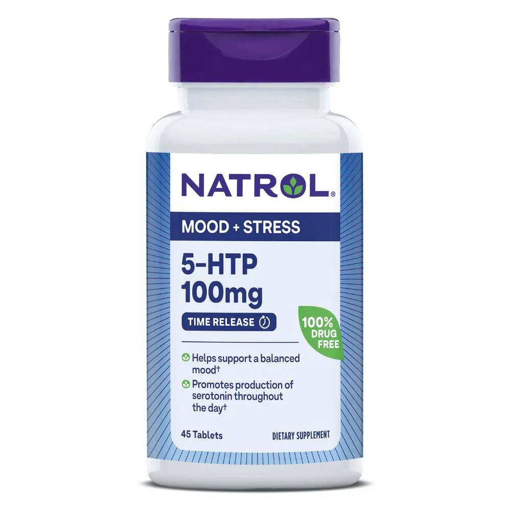 5-HTP 100MG TIME RELEASE 45 TABLETES NATROL SEM Sabor