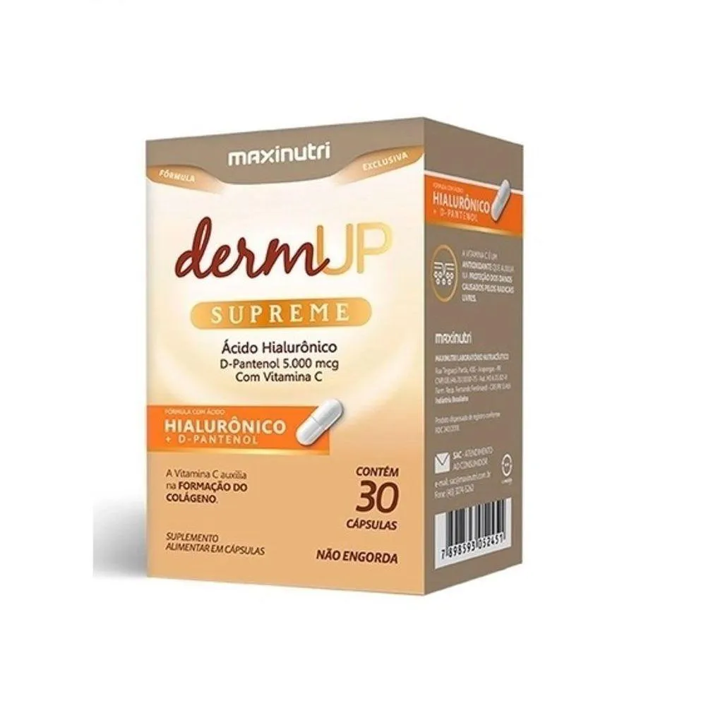 DERMUP SUPREME - áCIDO HIALURôNICO - D-PANTENOL - VITAMINA C 30 CAPS