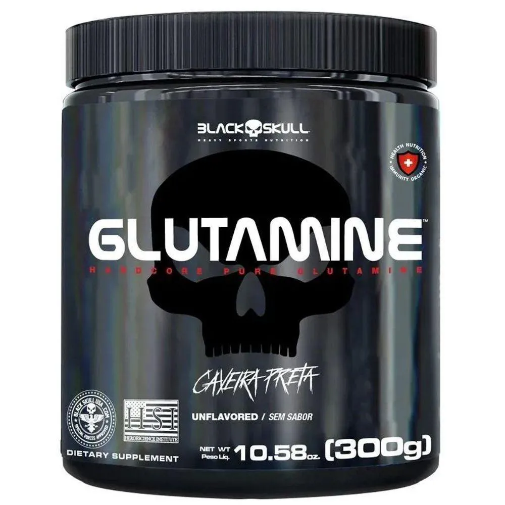 GLUTAMINE CAVEIRA PRETA 300G SABOR SEM SABOR