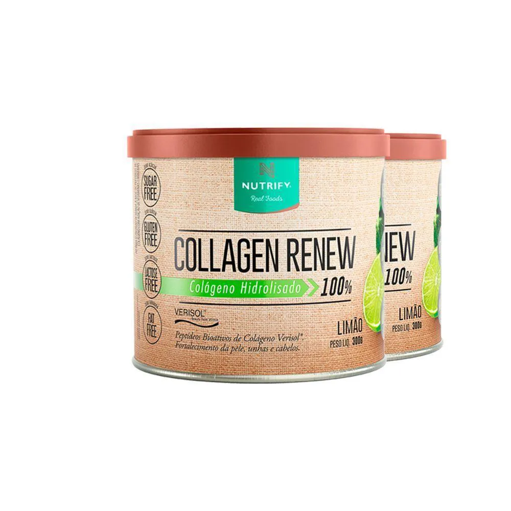 KIT 2 COLLAGEN RENEW COLáGENO HIDROLISADO LIMãO NUTRIFY 300G