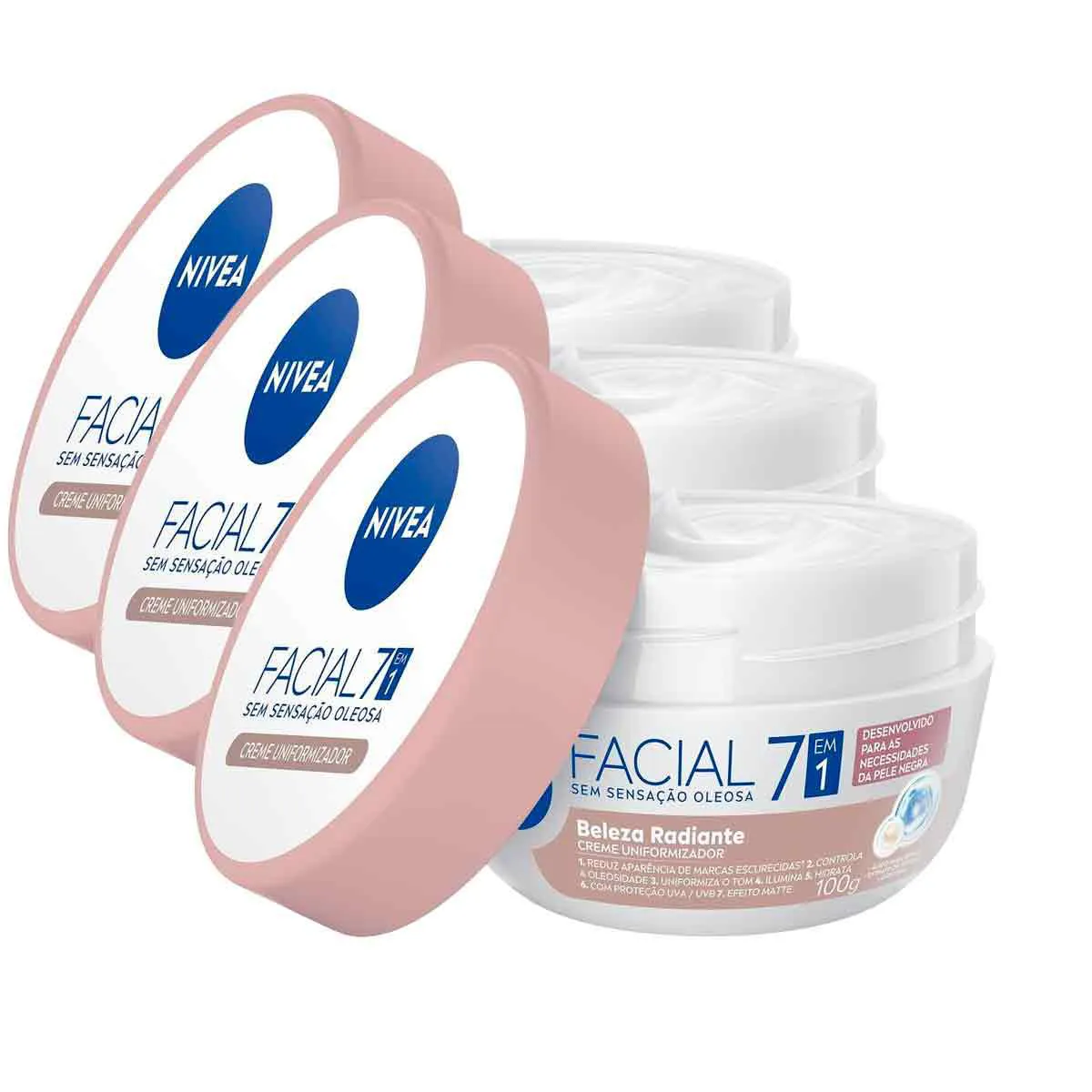Kit Hidratante Facial Nivea Beleza Radiante 3 unidades de 100g