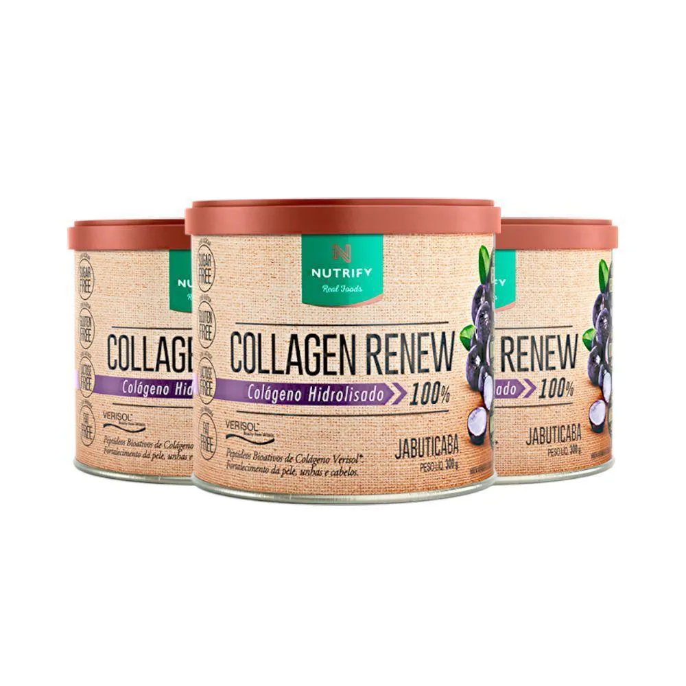 KIT 3 COLLAGEN RENEW COLáGENO HIDROLISADO JABUTICABA NUTRIFY 300G