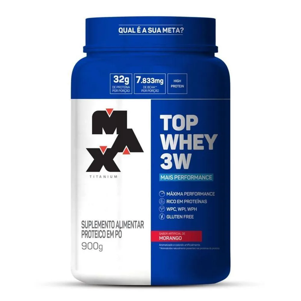 TOP WHEY 3W 900G SABOR MAIS PERFORMANCE - MORANGO