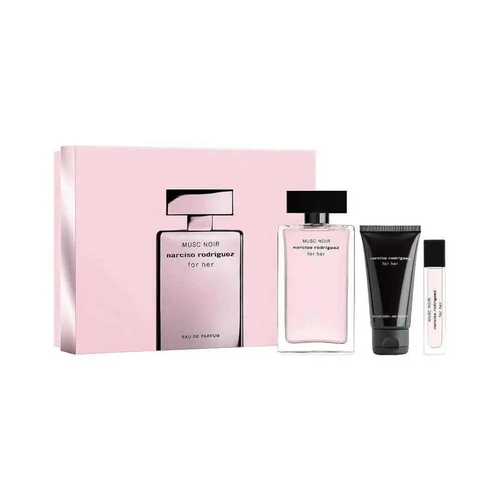 KIT NARCISO RODRIGUEZ MUSC NOIR EAU DE PARFUM FOR HER 100ML + EDP 10ML + BODY LOTION 50ML