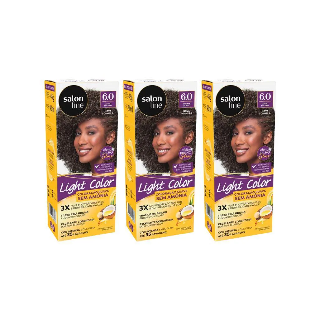 COLORAçAO LIGHT COLOR 6.0 LOURO ESCURO  - KIT C/ 3UN