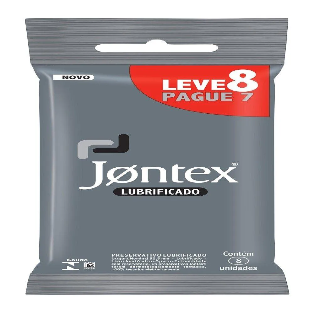 PRESERVATIVO JONTEX LUBRIFICADO EMBALAGEM COM 8 UNIDADES