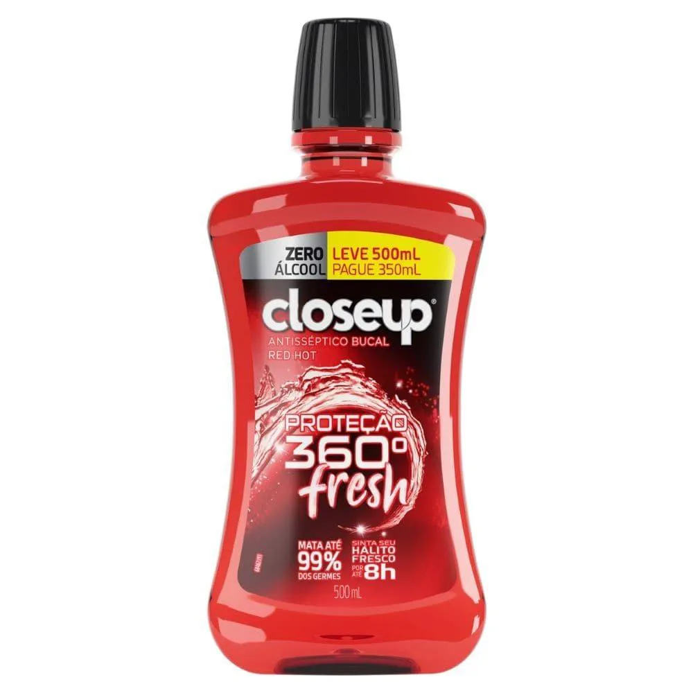 ENXAGUATóRIO BUCAL CLOSE-UP 500ML RED HOT SEM ÁLCOOL