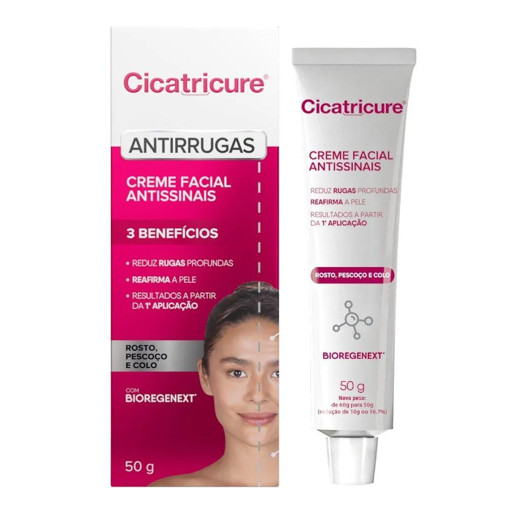 CREME FACIAL CICATRICURE PARA RUGAS ANTISSINAIS 50G
