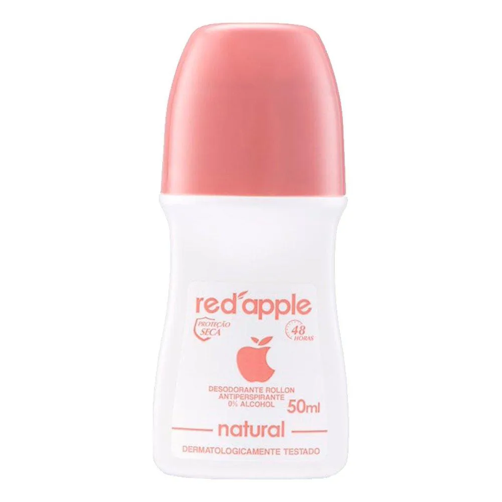 DESODORANTE ROLL ON RED APPLE FEMININO NATURAL ROSA 50ML