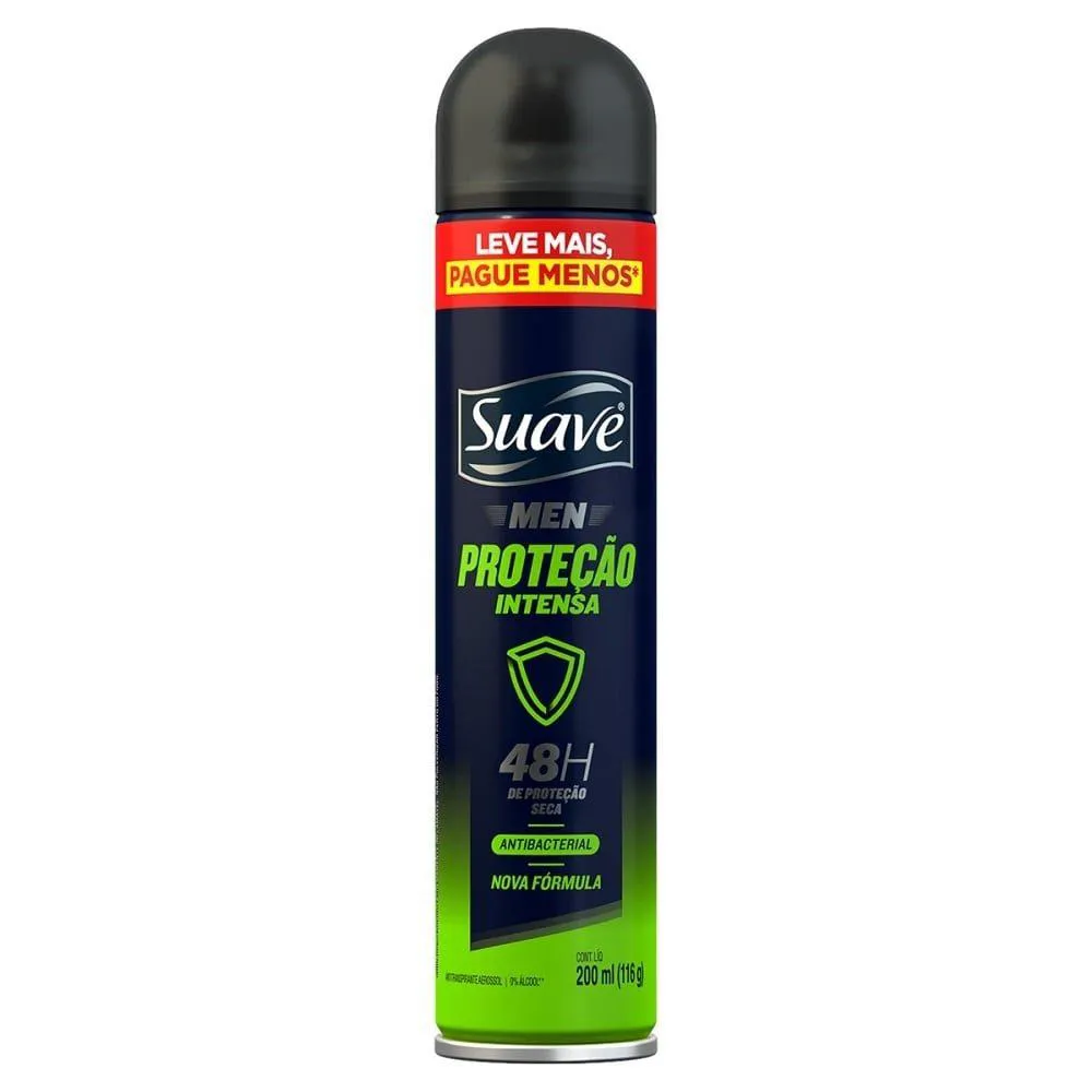 DESODORANTE SUAVE AEROSOL MEN PROTEçãO INTENSA 200ML