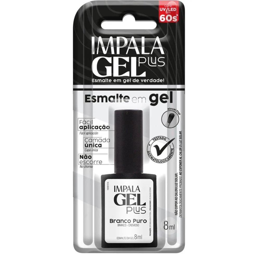 ESMALTE IMPALA GEL PLUS CREMOSO BRANCO PURO BLISTER 8ML
