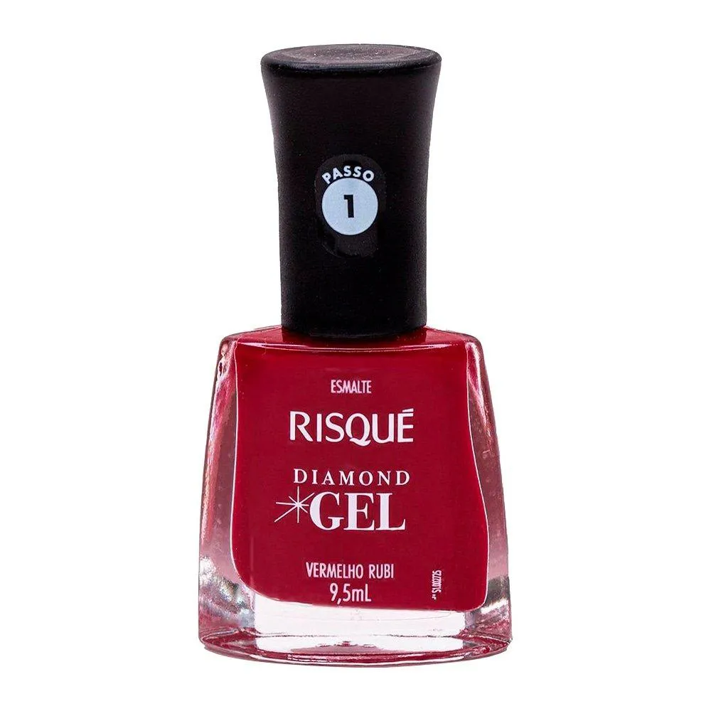 ESMALTE RISQUé DIAMOND GEL VERMELHO RUBI, CREMOSO, 9,5ML