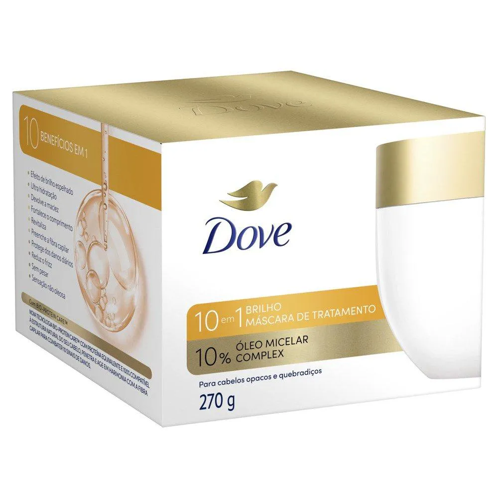 MáSCARA DE TRATAMENTO DOVE 10 EM 1 BRILHO 270G
