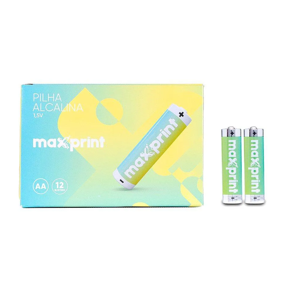 PILHA MAXPRINT ALCALINA AA - EMBALAGEM COM 4 UNIDADES
