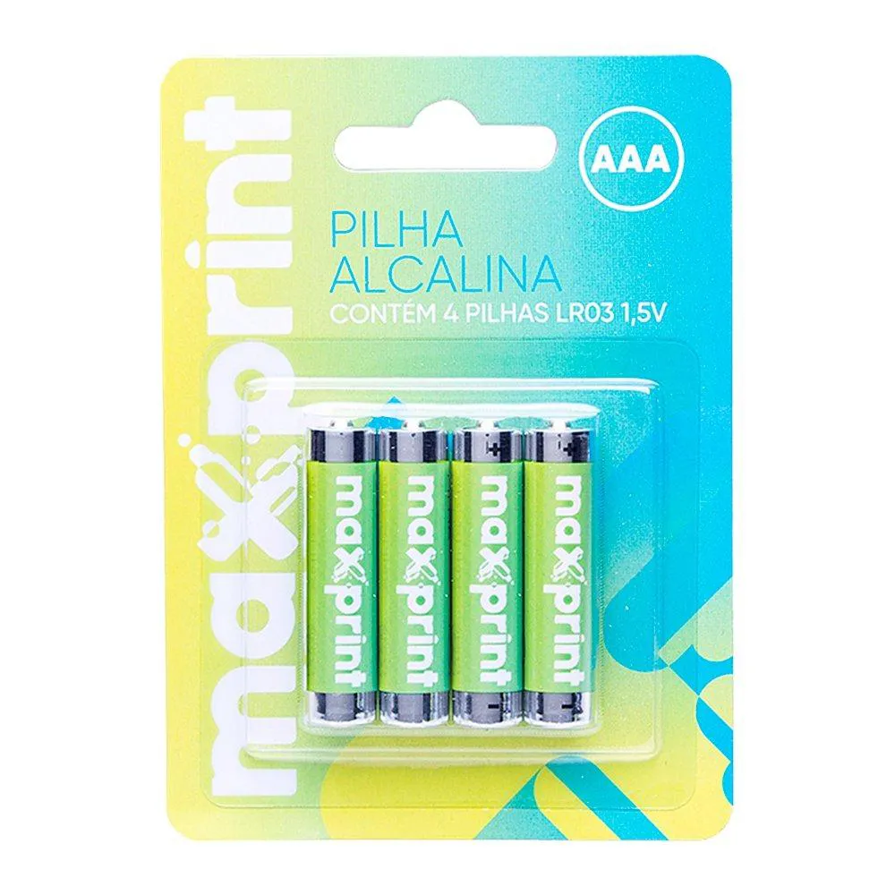 PILHA MAXPRINT ALCALINA AAA - EMBALAGEM COM 4 UNIDADES