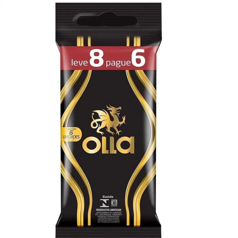 PRESERVATIVO OLLA LUBRIFICADO EMBALAGEM COM 8 UNIDADES