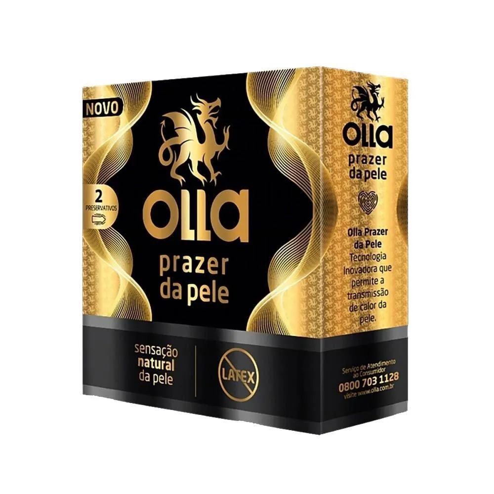 PRESERVATIVO OLLA LUBRIFICADO SENSAçãO PRAZER DA PELE EMBALAGEM COM 2 UNIDADES
