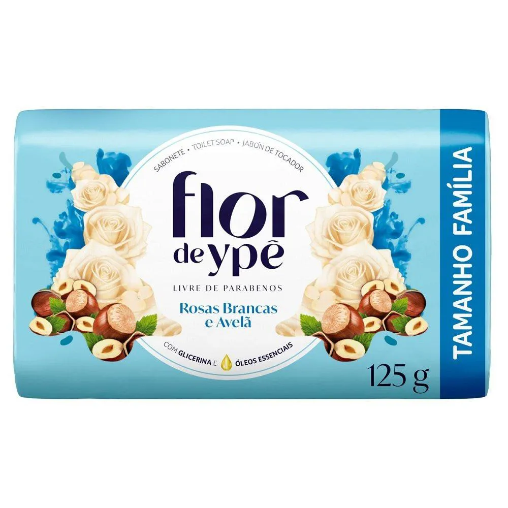 SABONETE FLOR DE YPê ROSAS BRANCAS E AVELã 125G