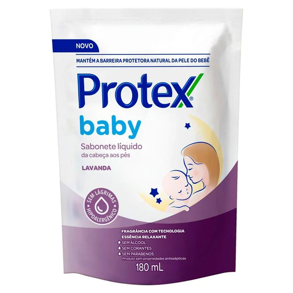 SABONETE LíQUIDO PROTEX BABY | 180ML DA CABEçA AOS PéS REFIL LAVANDA