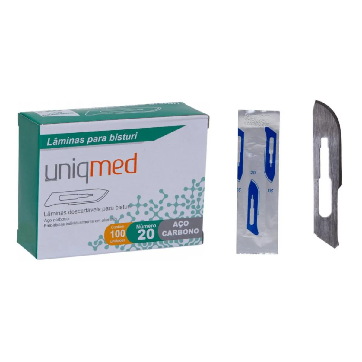 LAMINA PARA BISTURI DERMAPLANING UNIQMED VARIOS TAMANHOS AÇO 20