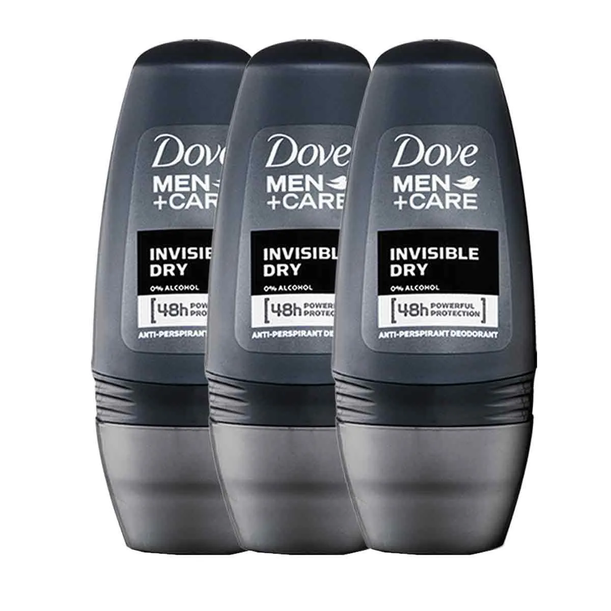 Kit Desodorante Roll-On Dove Men Invisible Dry 48h 3 unidades de 50ml cada