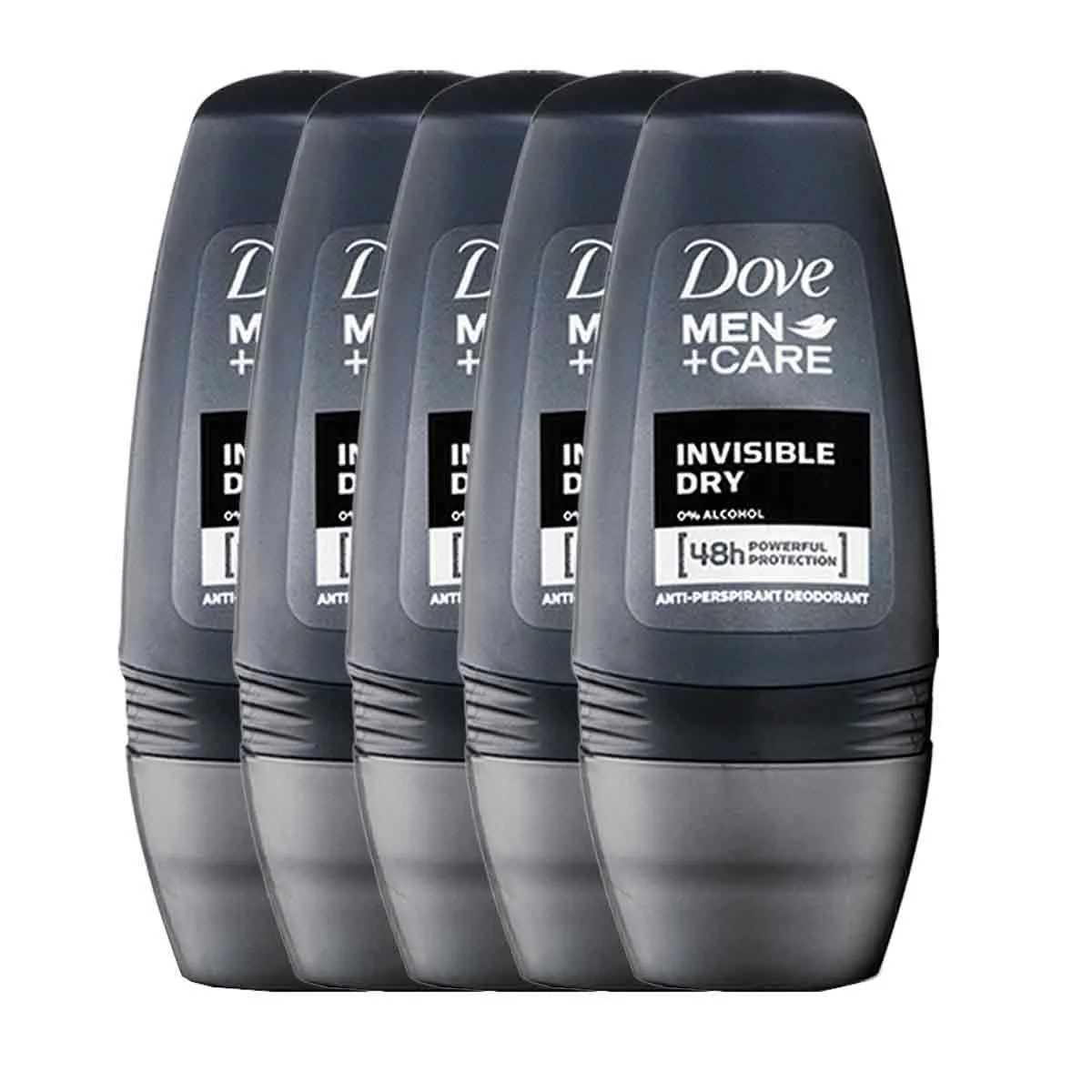 Kit Desodorante Roll-On Dove Men Invisible Dry 48h 5 unidades de 50ml cada